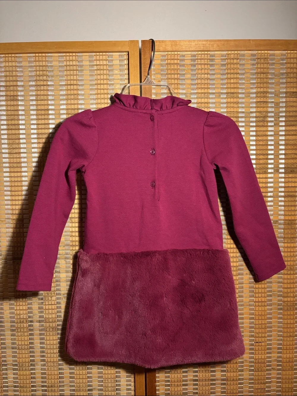 Janie and Jack | Girl's Raspberry Radiance Faux Fur Ruffle Ponte Dress - Size 4